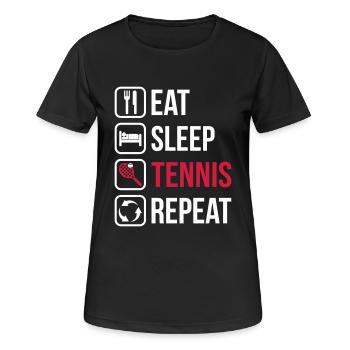 Eat Sleep Tennis Repeat - Women's Breathable T-Shirt - black - Front - AI Model Female 172 light (172cm)