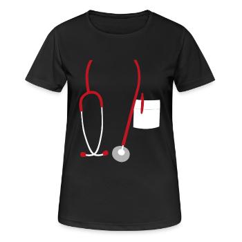 Stethoskop Medizin Arzt Doktor Praxis KH Geschenk - Frauen T-Shirt atmungsaktiv - Schwarz - Vorne - AI Model Female 172 light (172cm)