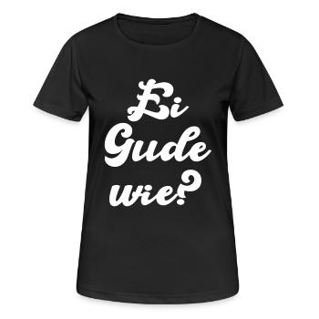 Hessischer Spruch, comment ça va ? - T-shirt respirant Femme - noir - Devant - AI Model Female 172 light (172cm)