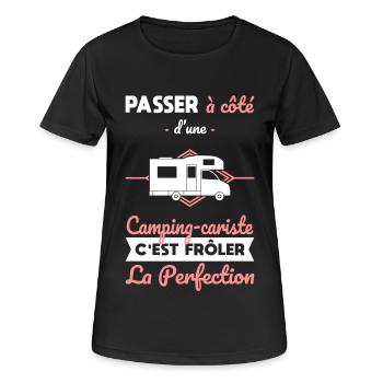 Camping-cariste - Frôler la perfection - T-shirt respirant Femme - noir - Devant - AI Model Female 172 light (172cm)