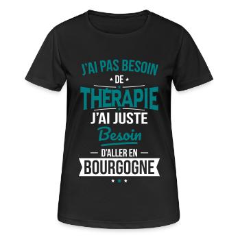 Pas besoin de thérapie Besoin aller en Bourgogne - T-shirt respirant Femme - noir - Devant - AI Model Female 172 light (172cm)