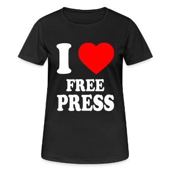 i love free press - Frauen T-Shirt atmungsaktiv - Schwarz - Vorne - AI Model Female 172 light (172cm)
