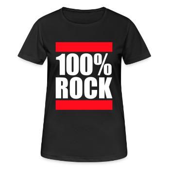 100 % Prozent Rock Heavy Metal Musik Text Logo Fun - Frauen T-Shirt atmungsaktiv - Schwarz - Vorne - AI Model Female 172 light (172cm)