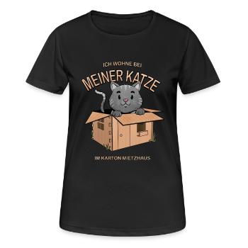 Ich wohne bei meiner Katze, Miezhaus - Frauen T-Shirt atmungsaktiv - Schwarz - Vorne - AI Model Female 172 light (172cm)