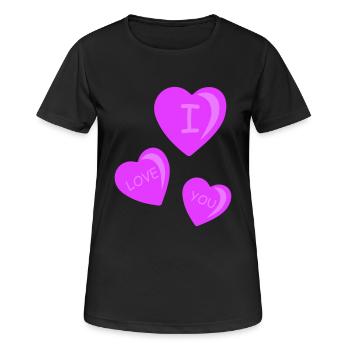 Coeurs je t’aime - T-shirt respirant Femme - noir - Devant - AI Model Female 172 light (172cm)