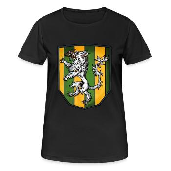 Wappen silber Wildschwein - Frauen T-Shirt atmungsaktiv - Schwarz - Vorne - AI Model Female 172 light (172cm)