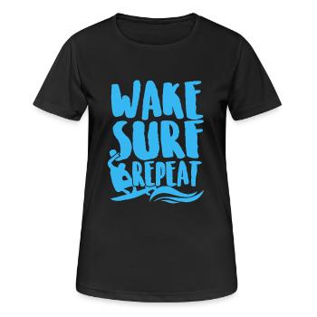 Surfing Wake Surf Repeat - Women's Breathable T-Shirt - black - Front - AI Model Female 172 light (172cm)