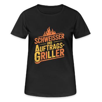 Schweißer und Auftragsgriller - Frauen T-Shirt atmungsaktiv - Schwarz - Vorne - AI Model Female 172 light (172cm)