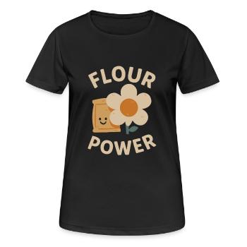 Flour Power - Frauen T-Shirt atmungsaktiv - Schwarz - Vorne - AI Model Female 172 light (172cm)