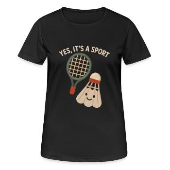 Yes, it's a sport – badminton - Women's Breathable T-Shirt - black - Front - AI Model Female 172 light (172cm)