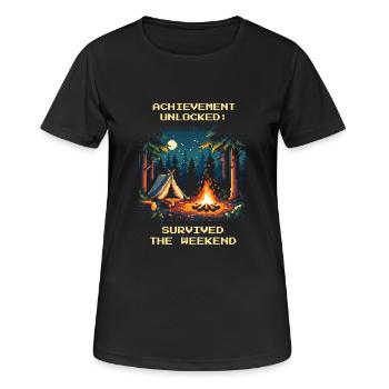 Succès débloqué Week-end de bushcraft Survivant - T-shirt respirant Femme - noir - Devant - AI Model Female 172 light (172cm)