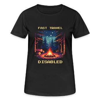 Fast Travel Disabled Bushcraft Survival Quote - Women's Breathable T-Shirt - black - Front - AI Model Female 172 light (172cm)