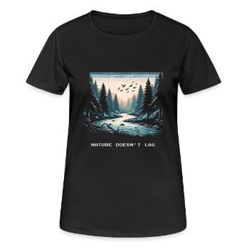 Nature Doesn't Lag Bushcraft Saying - Women's Breathable T-Shirt - black - Front - AI Model Female 172 light (172cm)