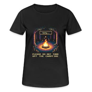 Bushcraft Campfire Survival Tent Adventure Pixel - Women's Breathable T-Shirt - black - Front - AI Model Female 172 light (172cm)