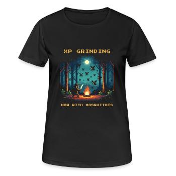 Survival XP Grinding Mosquitoes Tente de bushcraft en plein air - T-shirt respirant Femme - noir - Devant - AI Model Female 172 light (172cm)