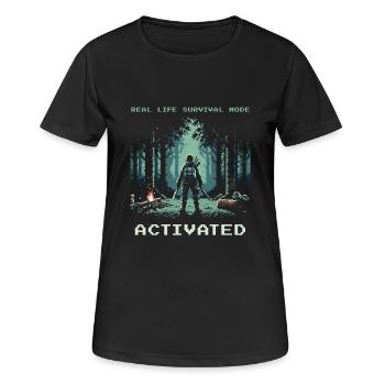 Real Life Survival Mode Activated Spruch - Frauen T-Shirt atmungsaktiv - Schwarz - Vorne - AI Model Female 172 light (172cm)