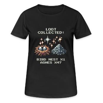 Ramonage butin Nid d’oiseau Cendre Pixel Art - T-shirt respirant Femme - noir - Devant - AI Model Female 172 light (172cm)
