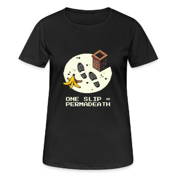 Schornsteinfeger Dach Absturz Permadeath Pixel - Frauen T-Shirt atmungsaktiv - Schwarz - Vorne - AI Model Female 172 light (172cm)