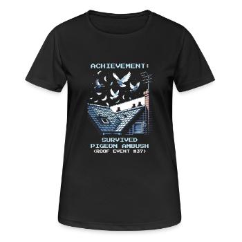 Chimney Sweep Roof Pigeons Attack Retro Pixel - Women's Breathable T-Shirt - black - Front - AI Model Female 172 light (172cm)