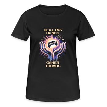 Ergothérapie Guérison Mains Pouce Rétro Pixel Art - T-shirt respirant Femme - noir - Devant - AI Model Female 172 light (172cm)