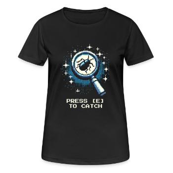 Catch Action Button Gaming Retro Pixel Entomology - Women's Breathable T-Shirt - black - Front - AI Model Female 172 light (172cm)