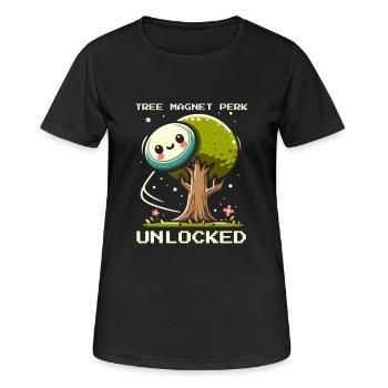 Aimant d’arbre | Arbres de disc golf lançant des chaînes de précision - T-shirt respirant Femme - noir - Devant - AI Model Female 172 light (172cm)