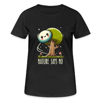 La nature dit non | Disque de golf arbre frustration lancer - T-shirt respirant Femme - noir - Devant - AI Model Female 172 light (172cm)