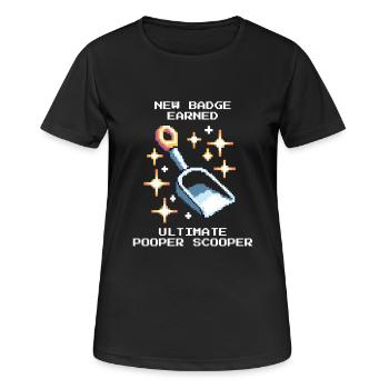 Pooper-Scooper Badge | Animal shelter everyday walk - Women's Breathable T-Shirt - black - Front - AI Model Female 172 light (172cm)