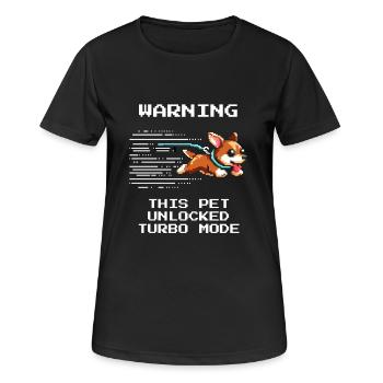 Attention : Turbo Tier actif | Refuge pour animaux Niveau d’énergie - T-shirt respirant Femme - noir - Devant - AI Model Female 172 light (172cm)