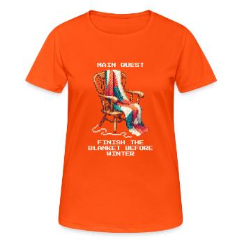 Crochet Quest: Blanket Finished | Wool handmade - Women's Breathable T-Shirt - neon orange - Front - AI Model Female 172 dark (172cm)