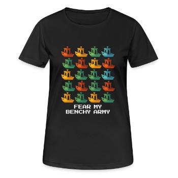 Benchy Army | 3D Printing Test Model Calibration - Women's Breathable T-Shirt - black - Front - AI Model Female 172 light (172cm)