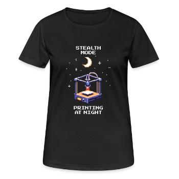 Stealth Mode: Night Printing | 3D Printing Print Bed - Women's Breathable T-Shirt - black - Front - AI Model Female 172 light (172cm)