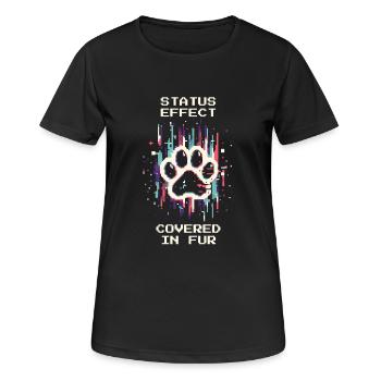 Fur Status Active | Animal Shelter Everyday Animal Hair Level - Women's Breathable T-Shirt - black - Front - AI Model Female 172 light (172cm)