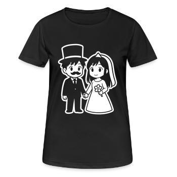 Bride and groom Couple Anime - Women's Breathable T-Shirt - black - Front - AI Model Female 172 light (172cm)
