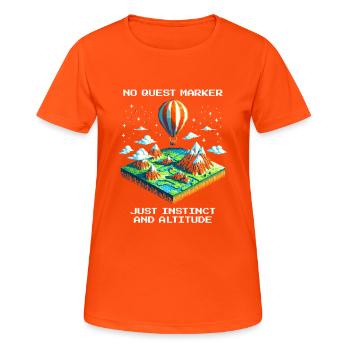 Instinkt & Höhe | Ballonfahrt ohne Wegweiser - Frauen T-Shirt atmungsaktiv - Neonorange - Vorne - AI Model Female 172 dark (172cm)