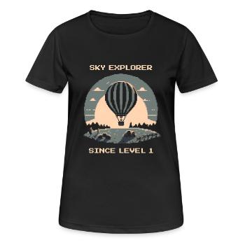 Pilote de ballon depuis le niveau 1 | flottabilité ciel vent - T-shirt respirant Femme - noir - Devant - AI Model Female 172 light (172cm)