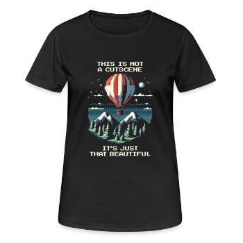 No Cutscene | Balloon Ride Panorama Sky - Women's Breathable T-Shirt - black - Front - AI Model Female 172 light (172cm)