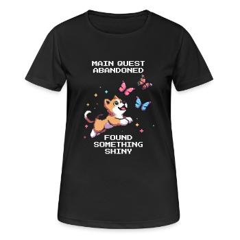 Ablenkung +100 | ADHS Fokusverlust Klassiker - Frauen T-Shirt atmungsaktiv - Schwarz - Vorne - AI Model Female 172 light (172cm)