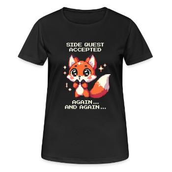 Quêtes secondaires non-stop | Mode de détour TDAH actif - T-shirt respirant Femme - noir - Devant - AI Model Female 172 light (172cm)