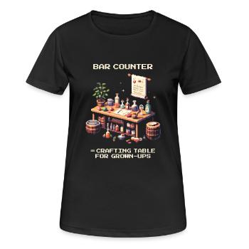 Comptoir = Table d’artisanat pour adultes - T-shirt respirant Femme - noir - Devant - AI Model Female 172 light (172cm)
