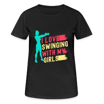 Les fanatiques de fitness adorent se balancer avec ma fille - T-shirt respirant Femme - noir - Devant - AI Model Female 172 light (172cm)