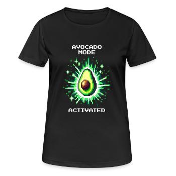 Avocado Mode Aktiviert | Frucht-Power im Pixelstil - Frauen T-Shirt atmungsaktiv - Schwarz - Vorne - AI Model Female 172 light (172cm)