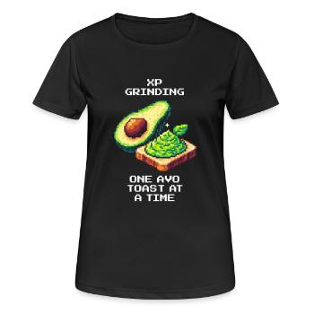 XP Grind | Avo Toast Level Up im Retro-Style - Frauen T-Shirt atmungsaktiv - Schwarz - Vorne - AI Model Female 172 light (172cm)