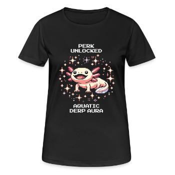 Aura d’axolotl | Amphibien drôle Rétro Pixel - T-shirt respirant Femme - noir - Devant - AI Model Female 172 light (172cm)