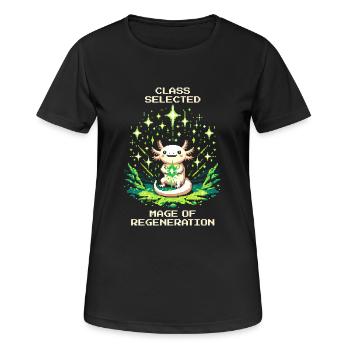 Axolotl Mage | Regeneration Nerd Pixel Retro - Women's Breathable T-Shirt - black - Front - AI Model Female 172 light (172cm)