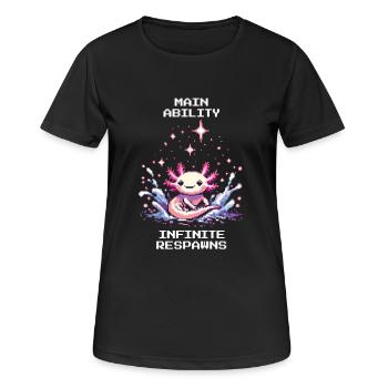 Axolotl Power | Unendliche Respawns Retro Pixel - Frauen T-Shirt atmungsaktiv - Schwarz - Vorne - AI Model Female 172 light (172cm)
