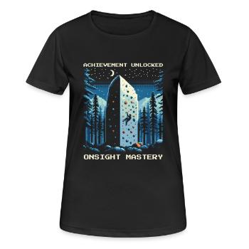 Maîtrise à vue | Bloc Pixel Art - T-shirt respirant Femme - noir - Devant - AI Model Female 172 light (172cm)