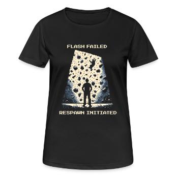 Flash Failed | Bouldering Pixel Art Crash Pad - Women's Breathable T-Shirt - black - Front - AI Model Female 172 light (172cm)
