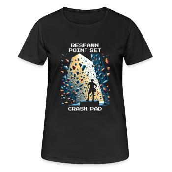 Réapparition : Crash Pad | Bloc Pixel Art - T-shirt respirant Femme - noir - Devant - AI Model Female 172 light (172cm)