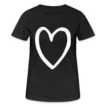 Herz Emoji Skizze - Frauen T-Shirt atmungsaktiv - Schwarz - Vorne - AI Model Female 172 light (172cm)